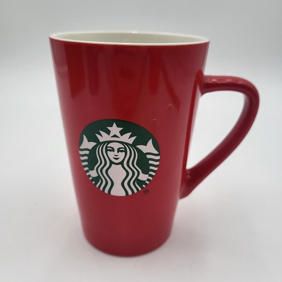 (2) Starbucks 12oz Red Ceramic Coffee Mugs Mermaid Siren Logo 2020/2021 - Picture 10 of 16